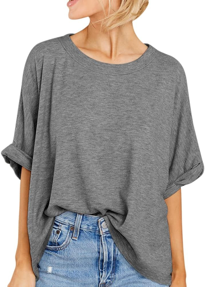 Women Oversized T-Shirt Summer Casual Short Sleeve Loose Tee Tops | Amazon (US)