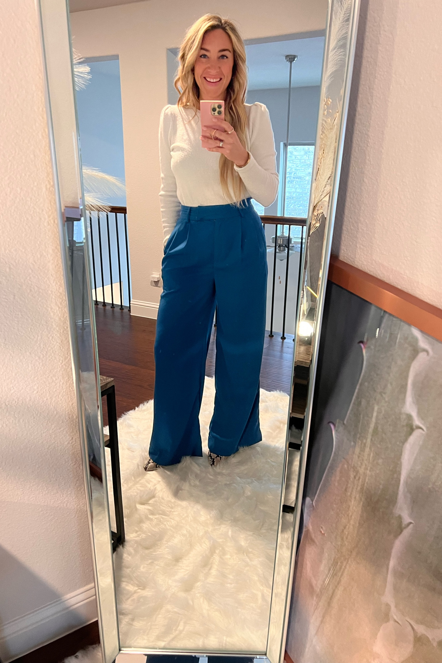 “Bold blues & a little edge 💙🐍 These blue pants + snakeskin boots are giving chic meets statement. 

#LTKWorkwear #LTKMidsize #LTKStyleTip