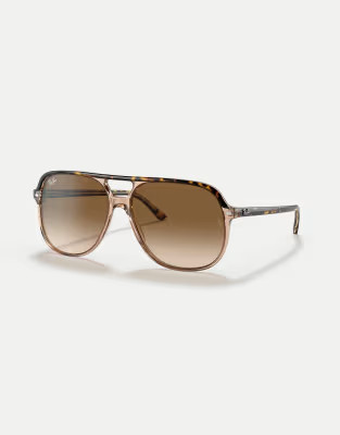 Ray-Ban bill square sunglasses in gold with brown lens in dark brown in transparent brown | ASOS | ASOS (Global)