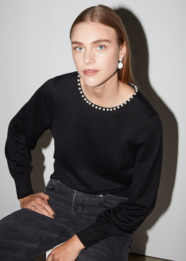Pearl Bead-Trimmed Jumper | & Other Stories (EU + UK)