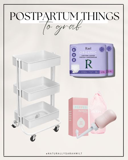 postpartum finds you didn’t know you needed 😆🤱🏼

organic disposable underwear | peri bottle | rolling cart 

#LTKbump #LTKbeauty #LTKbaby