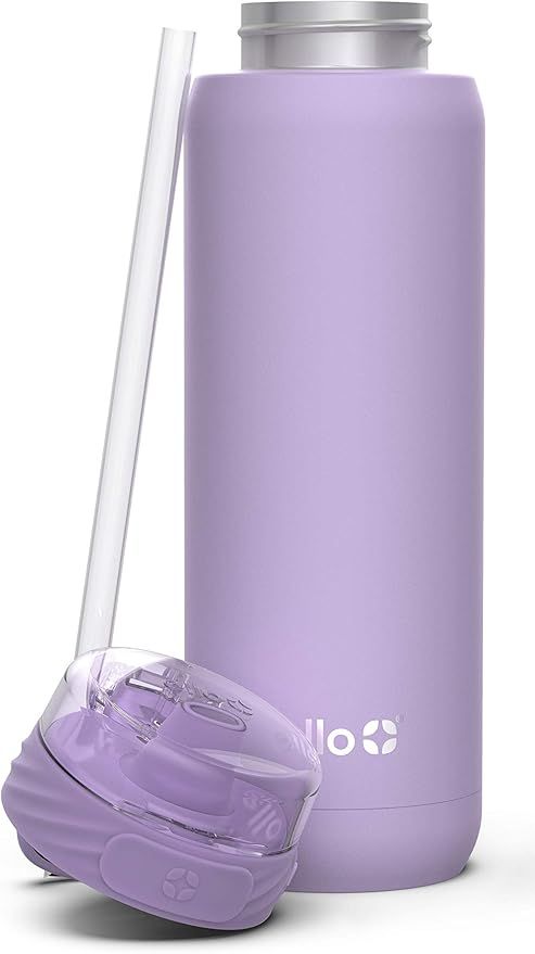 Ello Cooper Vacuum Insulated Stainless Steel Water Bottle Silicone Straw, 22 oz, Lilac | Amazon (US)