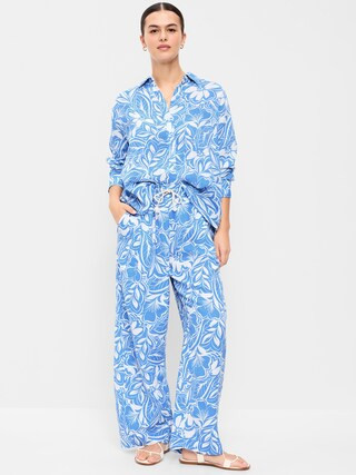 High-Waisted Crinkle Gauze Barrel Ankle Pants | Old Navy (US)