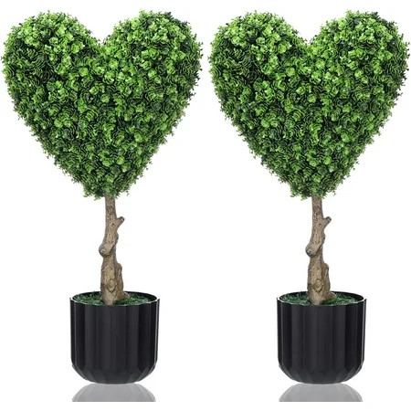 2 Sets 1.97 ft Artificial Heart Boxwood Topiary, Valentine's Day Heart Shaped Topiary Trees, Faux Boxwood Decoration Ball Tree with Planter Pots for Indoor Outdoor Home Porch Decor | Walmart (US)