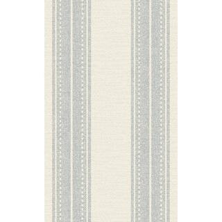 Blue Woven Fabric Inspired Stripes Printed Non-Woven Paper Non Pasted Textured Wallpaper 57 Sq. Ft. | The Home Depot