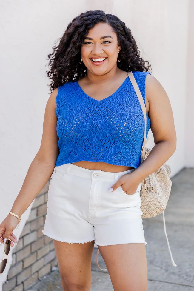 I'm Already There Blue Crochet Tank | Pink Lily