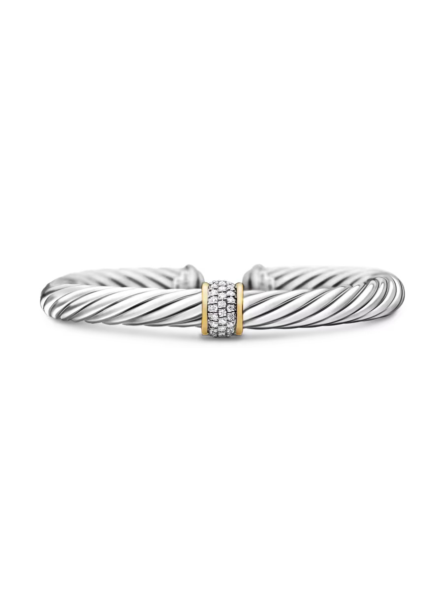 Cable Classics Bracelet with Pavé Diamond Station and 18K Yellow Gold | Saks Fifth Avenue