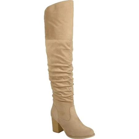 Women s Journee Collection Kaison Extra Wide Calf Over The Knee Slouch Boot Stone Faux Suede 7.5 M | Walmart (US)