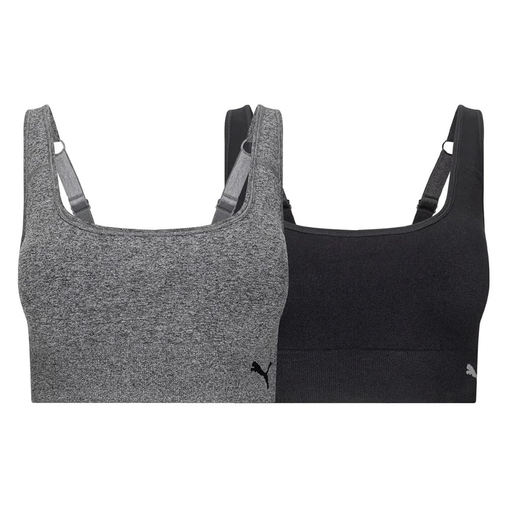 PUMA Women’s Sports Bra Pack Sports Bras for Women with Comfort Stretch & Moisture Wicking - Bl... | Amazon (US)