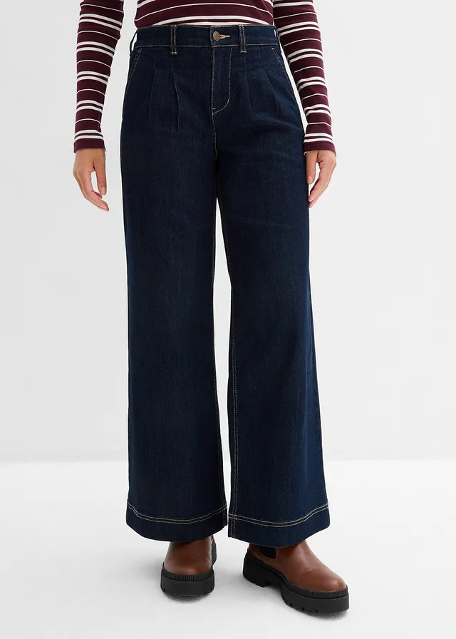 Wide leg jeans met comfortband, high waist donkerblauw denim | Bonprix NL (Influencer)