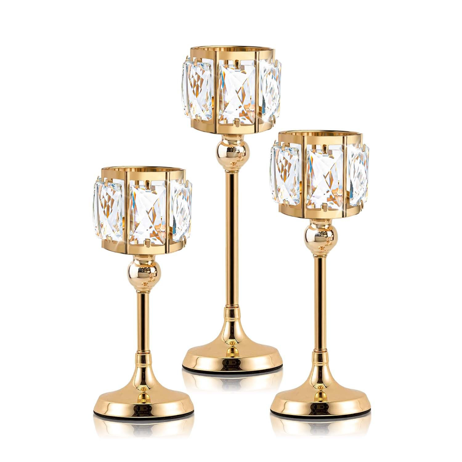 Set of 3 Cup Crystal Tealight Candle Holders, Centerpieces for Table Wedding Centerpieces Crystal... | Amazon (US)