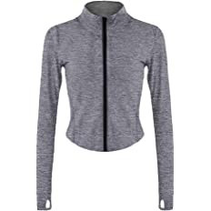 Lviefent Womens Lightweight Full Zip Running Track Jacket Workout Slim Fit Yoga Sportwear with Th... | Amazon (US)
