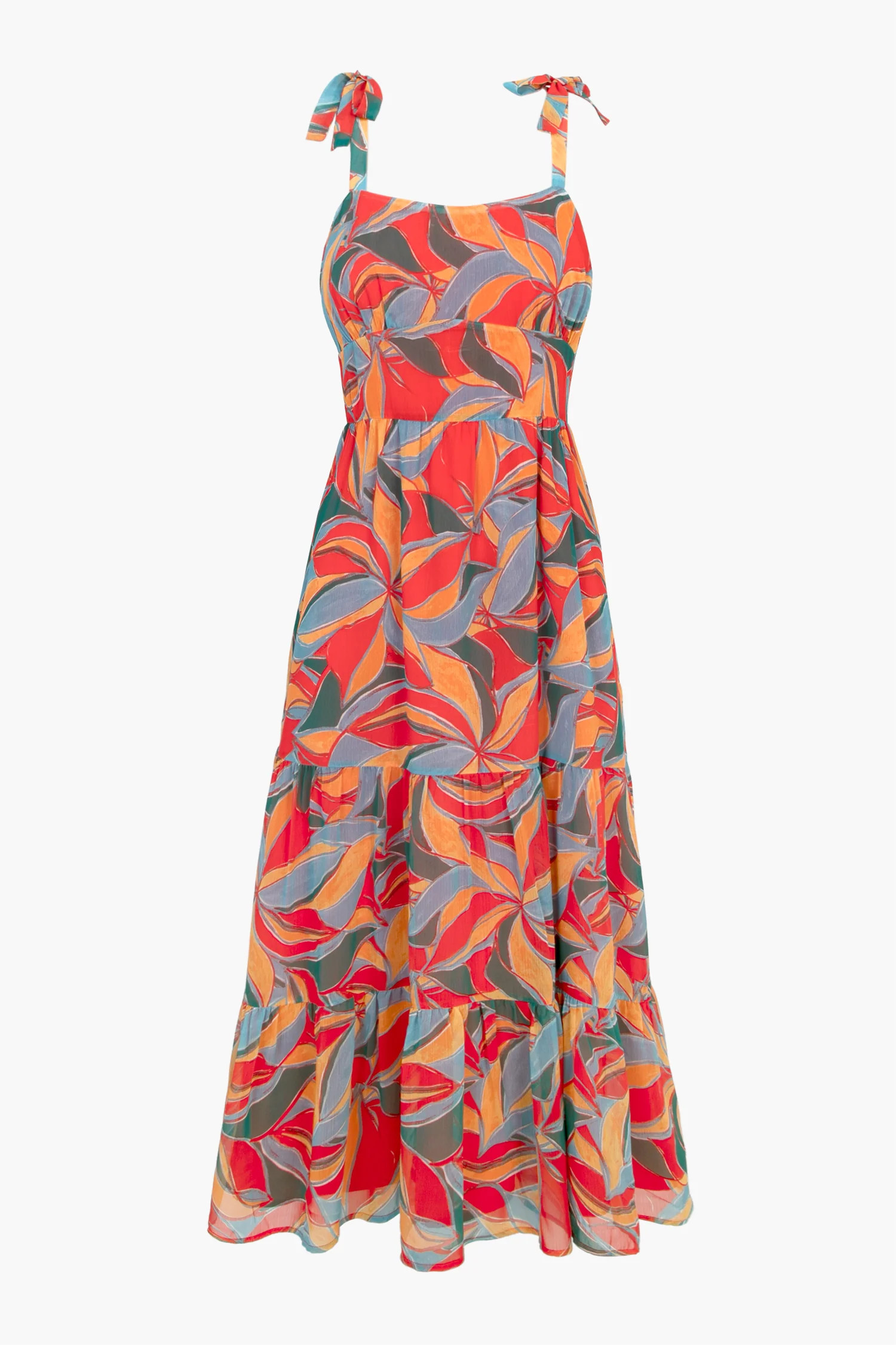 Isla Shoulder Tie Tiered Midi Dress | Adelyn Rae