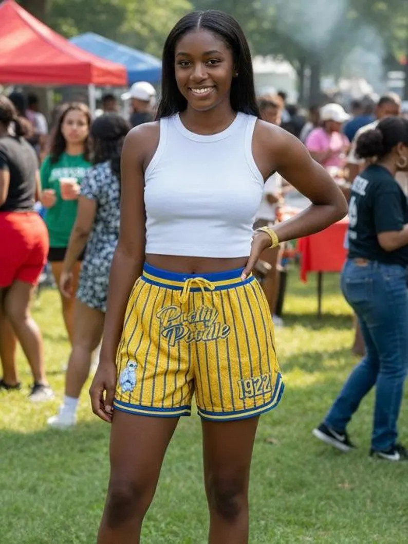 Sigma Gamma Rho Pretty Poodle Pin Striped Mesh Shorts | Etsy (Global)