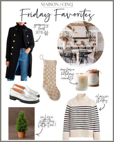 So many great finds for Friday Favorites this week!  AMAZING coats, striped sweaters, plus cute holiday decor and more!

#homedecor #christmasdecor #fallsweater #fallfashion #falloutfit #arearug #garland #stocking #christmastree

#LTKover40 #LTKhome #LTKHoliday