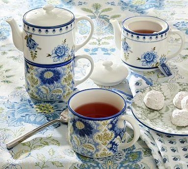 Kravet Jardin Stoneware Stacking Tea Set - Set of 3 | Pottery Barn (US)