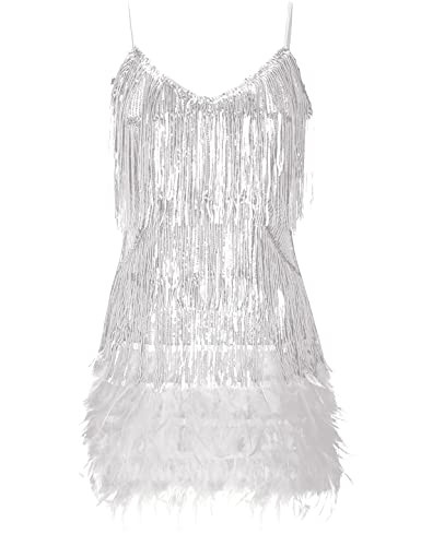 Women's Sequin Cocktail Dresses 1920s Flapper Dress Gatsby Fringe Mini Dresses Feather Prom Party... | Amazon (US)