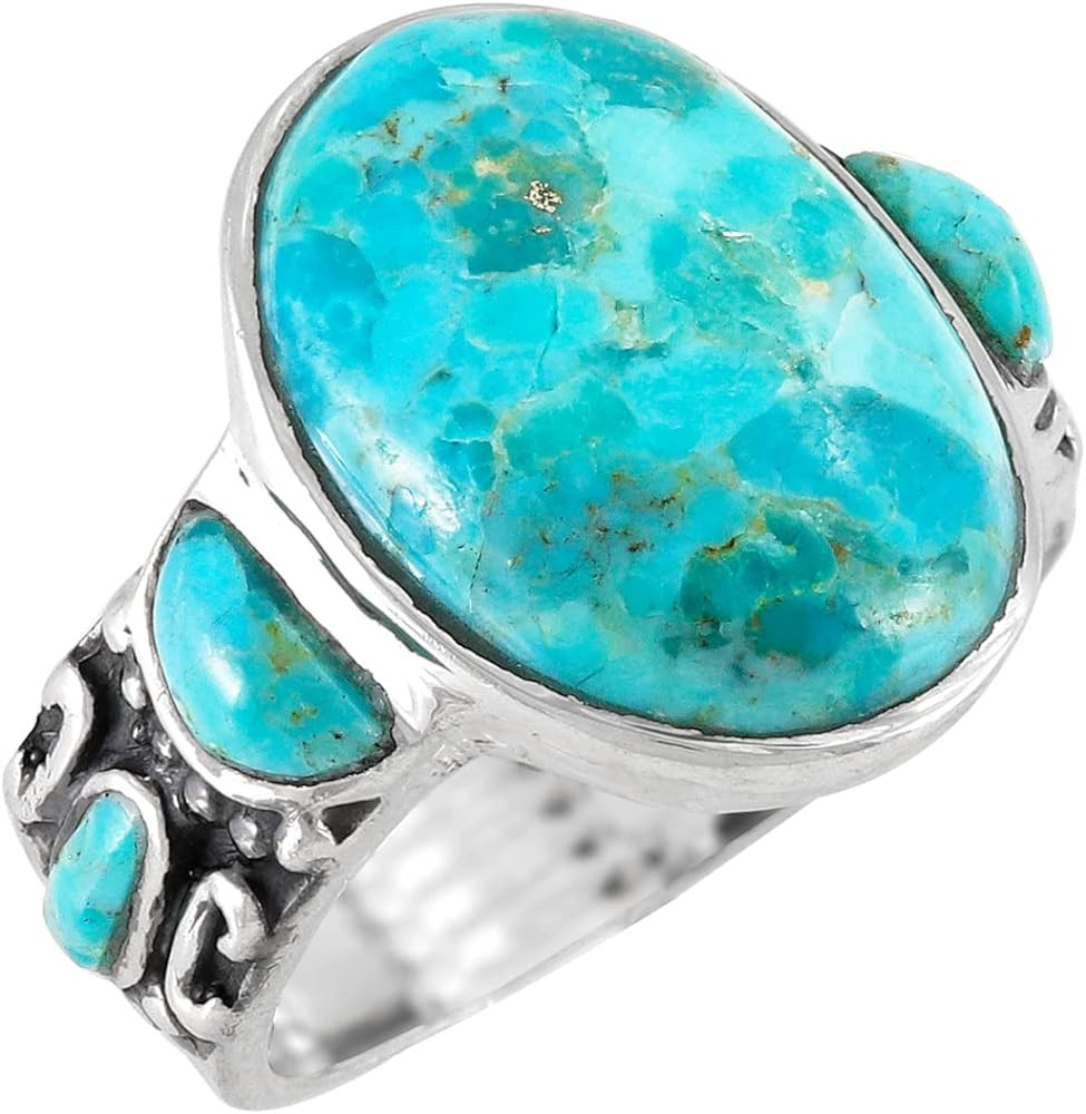 Turquoise Rings Sterling Silver 925 & Genuine Gemstones (SELECT COLOR) | Amazon (US)