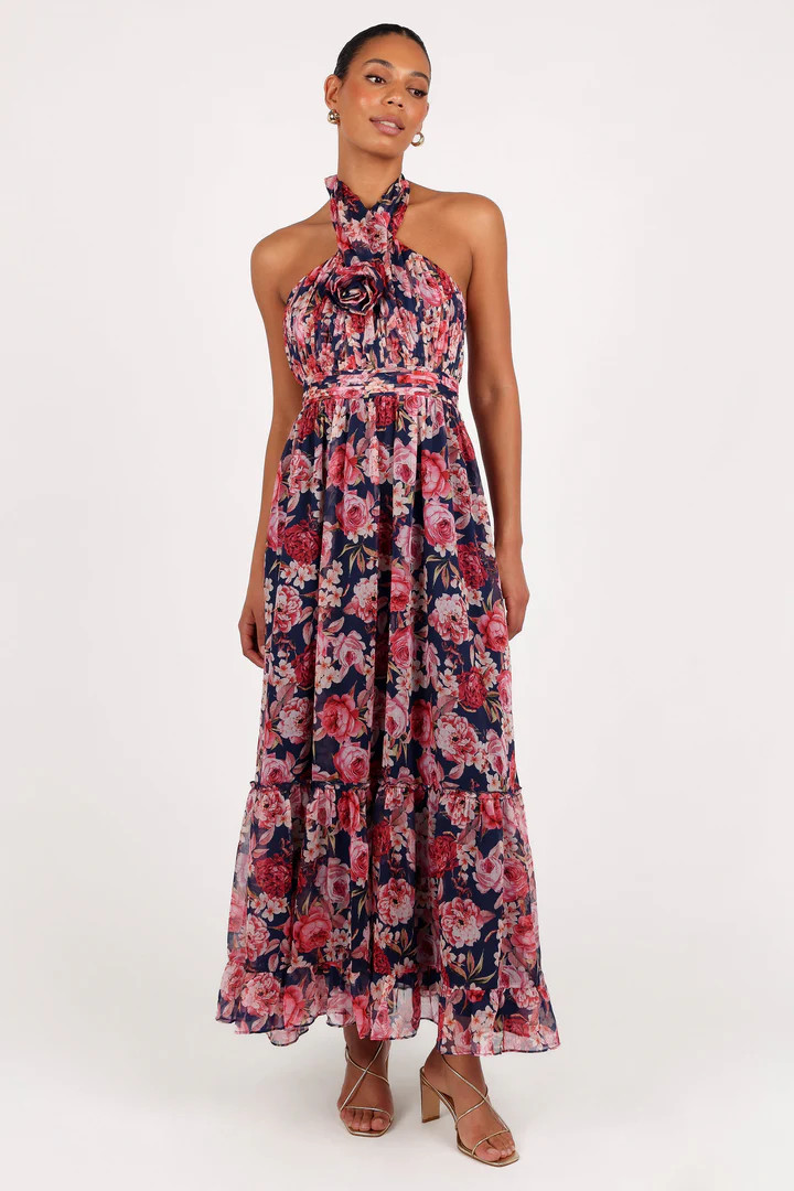 Lennon Halterneck Maxi Dress - Navy Floral | Petal & Pup (US)