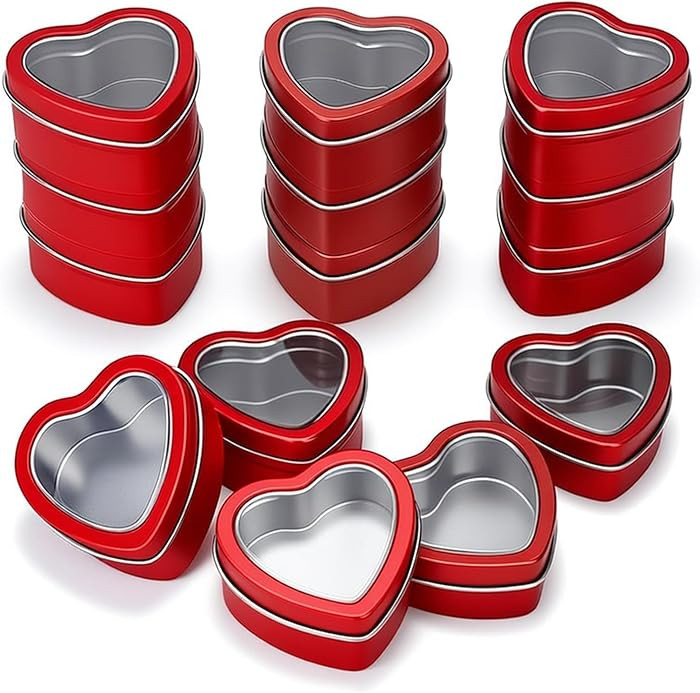 Goodma 14-Pack 2oz Empty Heart Shaped Metal Tins with Clear Window for Candle Making, Candies, Gi... | Amazon (US)