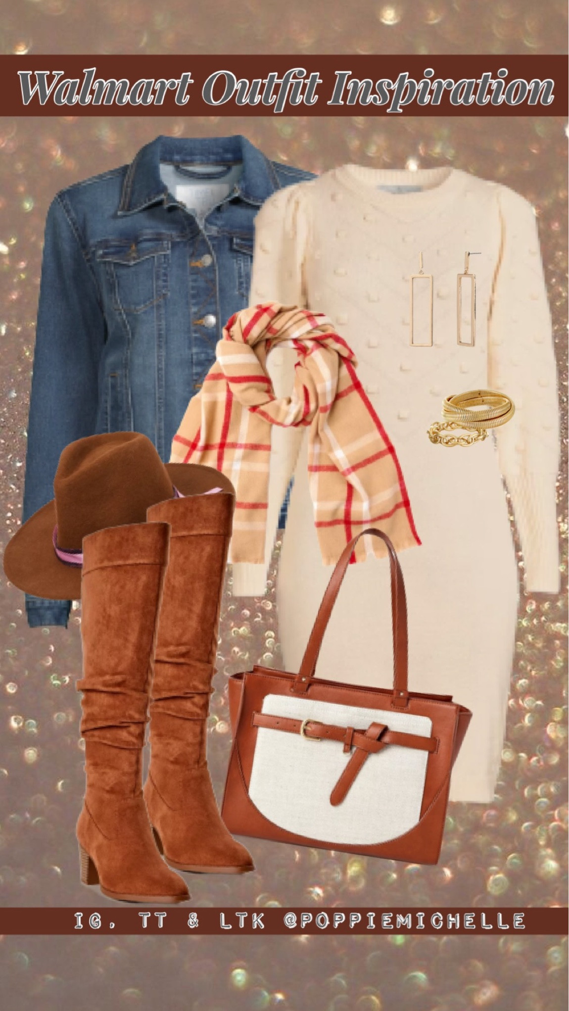 Walmart fashion Walmart style Walmart outfit Walmart sweater dress cream sweater dress ivory sweater dress antique white sweater dress Walmart sweater dress Walmart blanket scarf tan blanket scarf brown brown brown jacket blue Jean jacket Walmart blue Jean jacket brown tall suede boots brown leather boots brown winter boots tall brown Walmart dress boots. Two-tone purse Walmart handbag ivory and brown bow leather handbag Walmart purse PoppieMichelle 

#LTKfit #LTKHoliday #LTKcurves