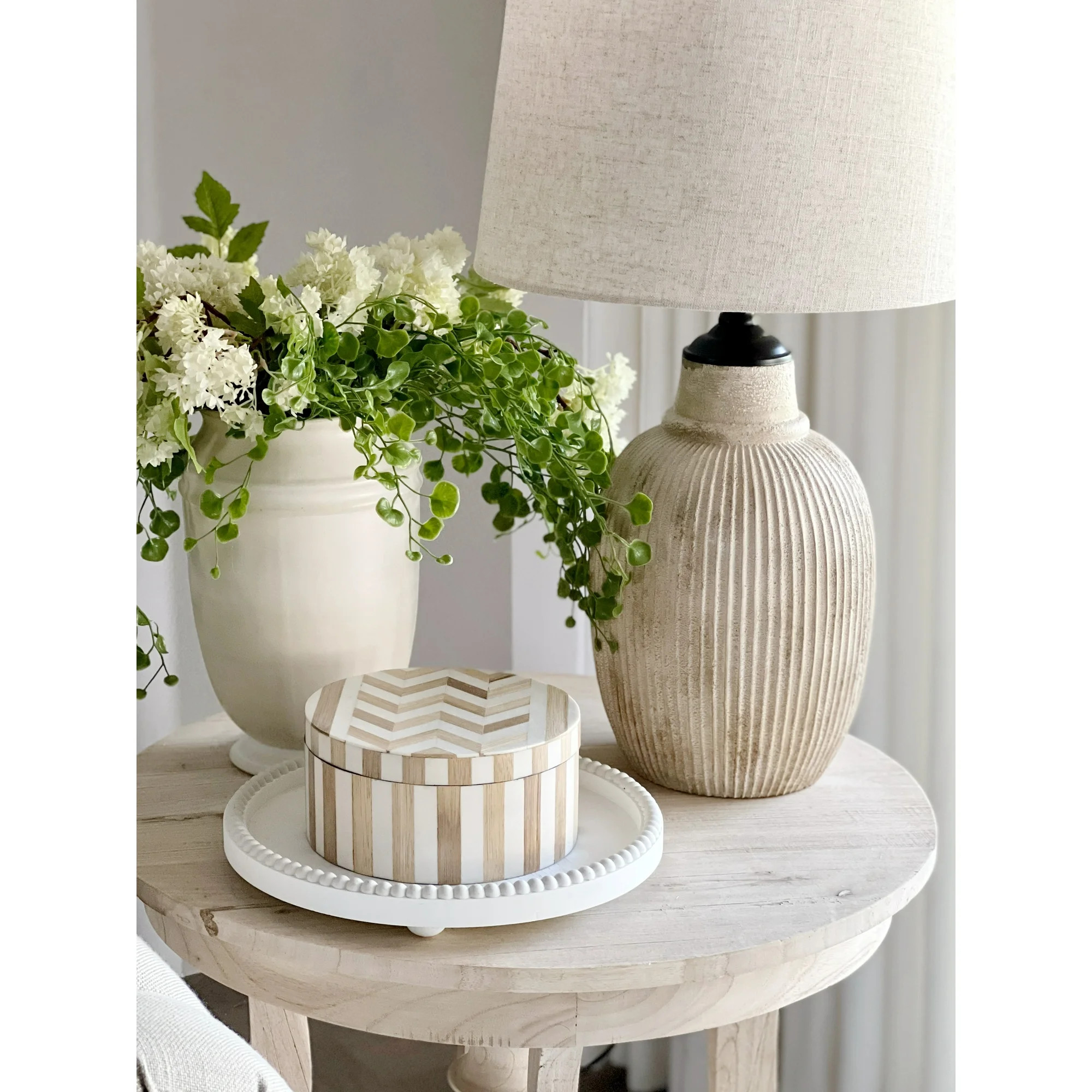 My Texas House 24.25'' Table Lamp with White Fabric Drum Shade Transitional Table Light Fixture f... | Walmart (US)