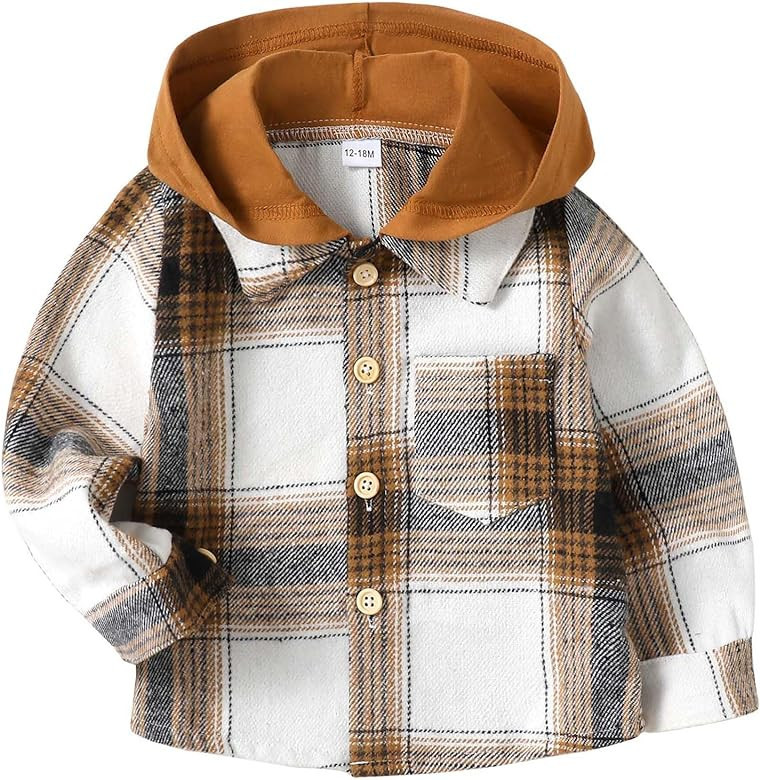 Baby Toddler Boys Long Sleeve Shirt Plaid Flannel Button Down Shirts Christmas Outfit Top Jacket ... | Amazon (US)