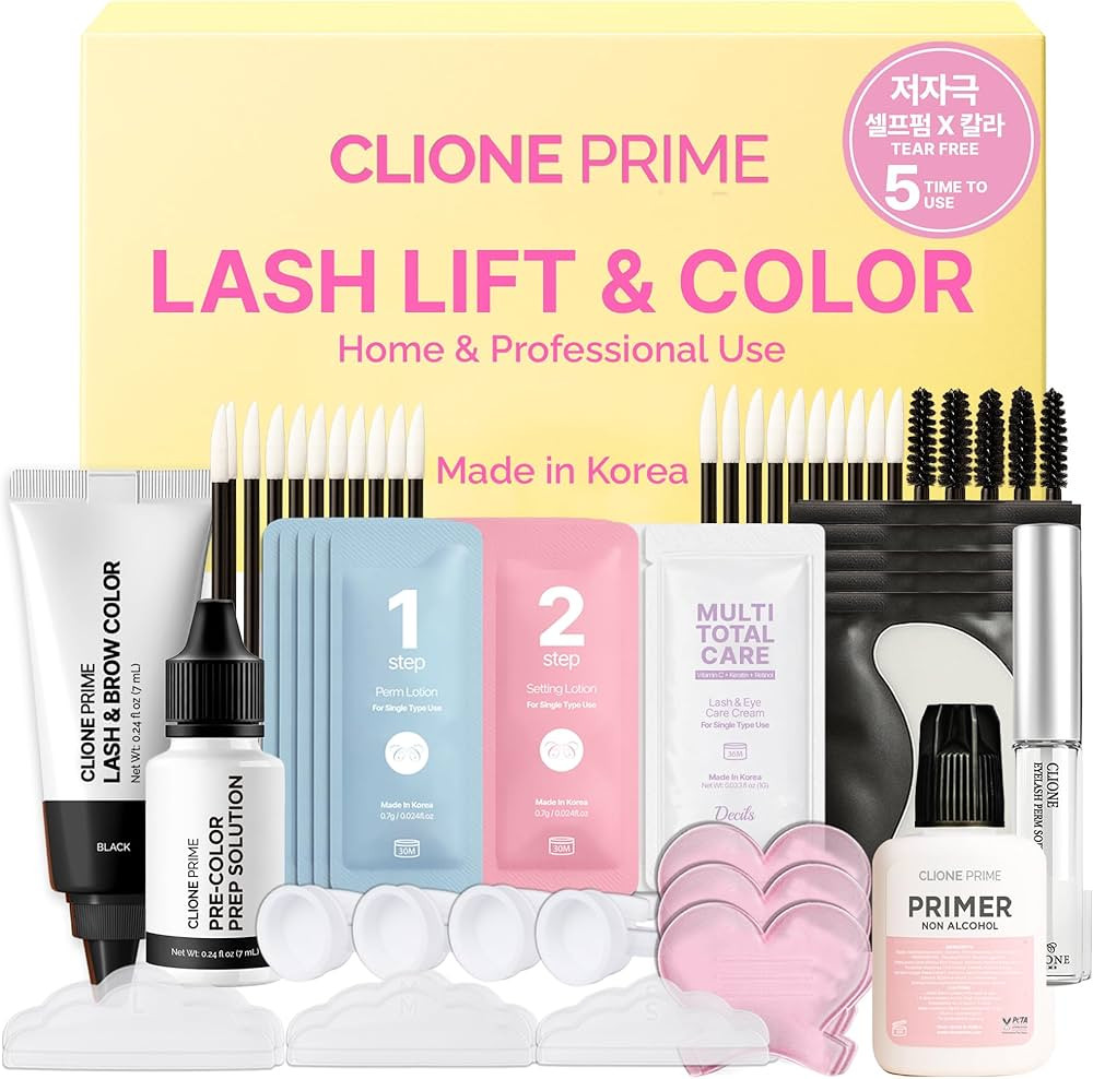Korean At Home Lash Lift and Color Kit – Temporary Eyelash & Eyebrow Color, Black, Naturally Fa... | Amazon (US)