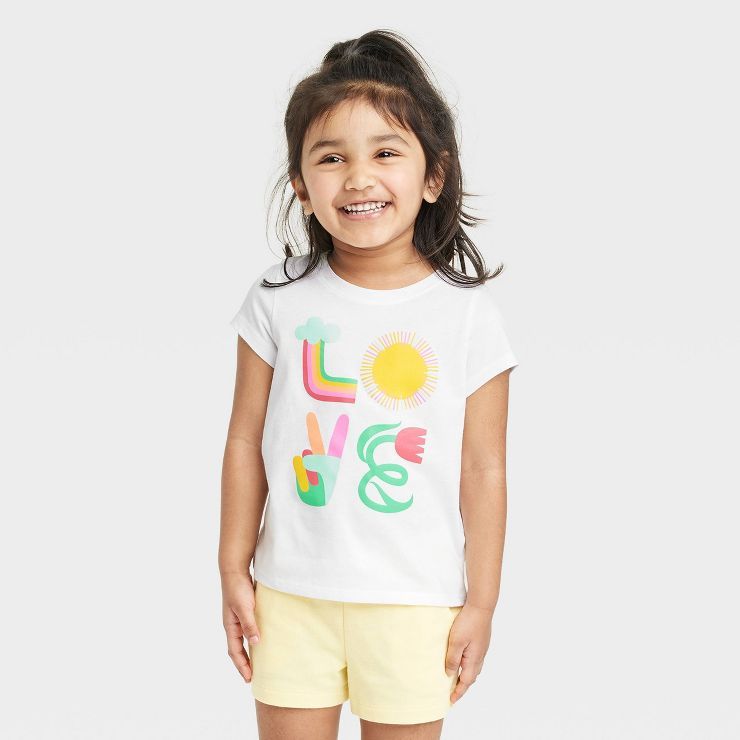 Toddler Girls' 'Love' Short Sleeve T-Shirt - Cat & Jack™ White | Target