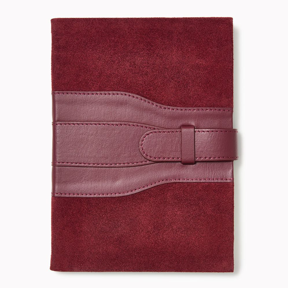 Burgundy Belted Suede Leather Journal | Paper Source