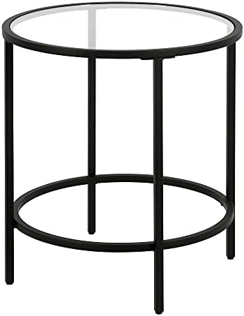 Henn&Hart Contemporary Round Side Table with Glass Top, Blackened Bronze, 20" | Amazon (US)
