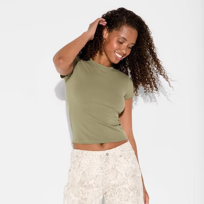 Women's Short Sleeve Crewneck ButterBliss T-Shirt - Wild Fable™ Sage Green XXS | Target