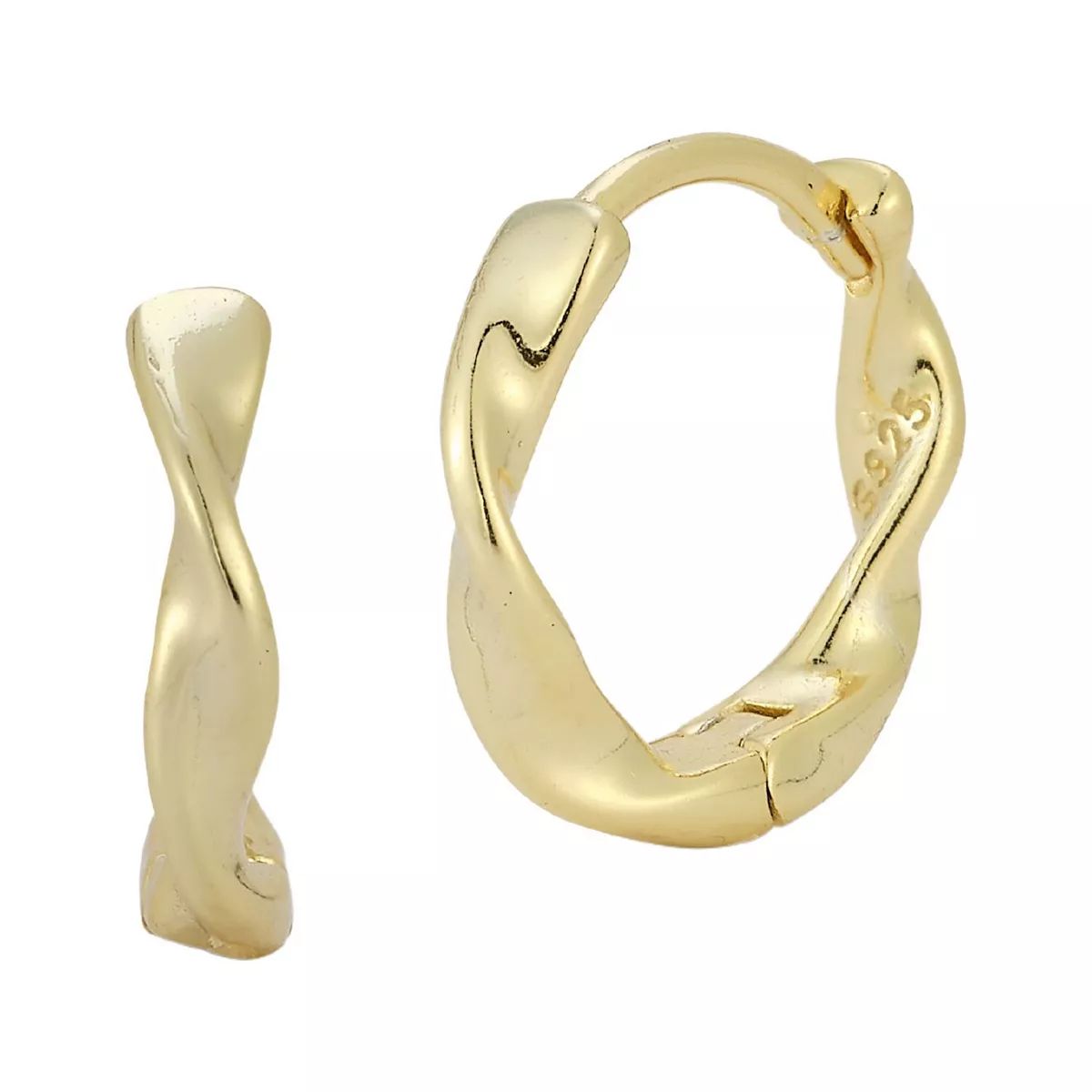 Sunkissed Sterling 14k Gold Over Silver Twist Huggie Hoop Earrings | Kohl's