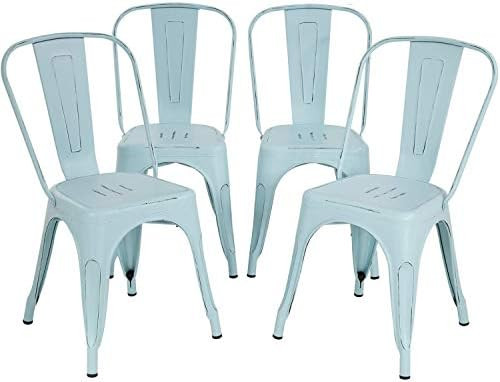 FDW Metal Dining Chairs Set of 4 Indoor Outdoor Chairs Patio Chairs Kitchen Metal Chairs 18 Inch ... | Amazon (CA)