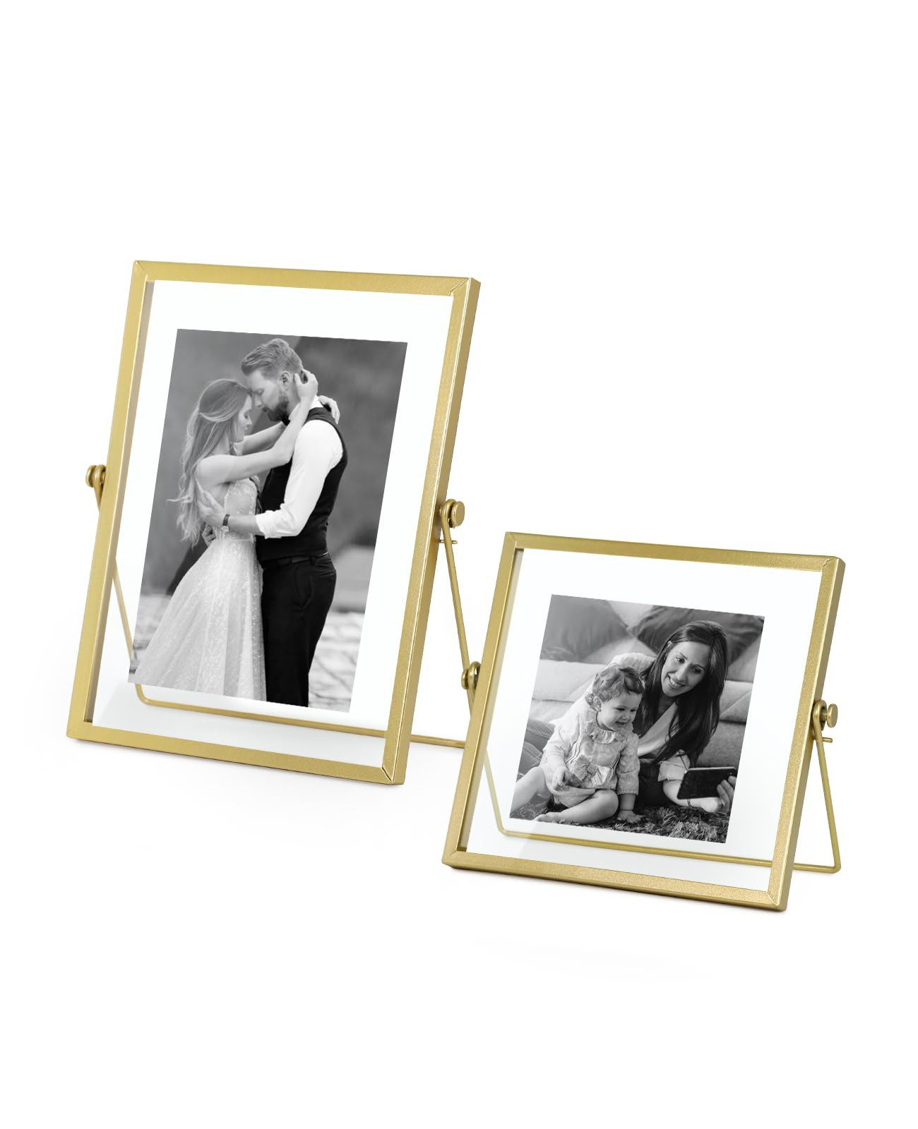 AceList Metal Picture Frames, Set of 2 Ornate Minimal Floating Edge Clear Glass Table Top Easel S... | Amazon (US)