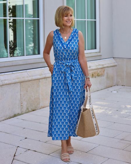Blue medallion print evening maxi dress! Packing this one for the beach! Wearing the XS, use code CARLA10 for discount.

#LTKTravel #LTKSeasonal #LTKOver40
