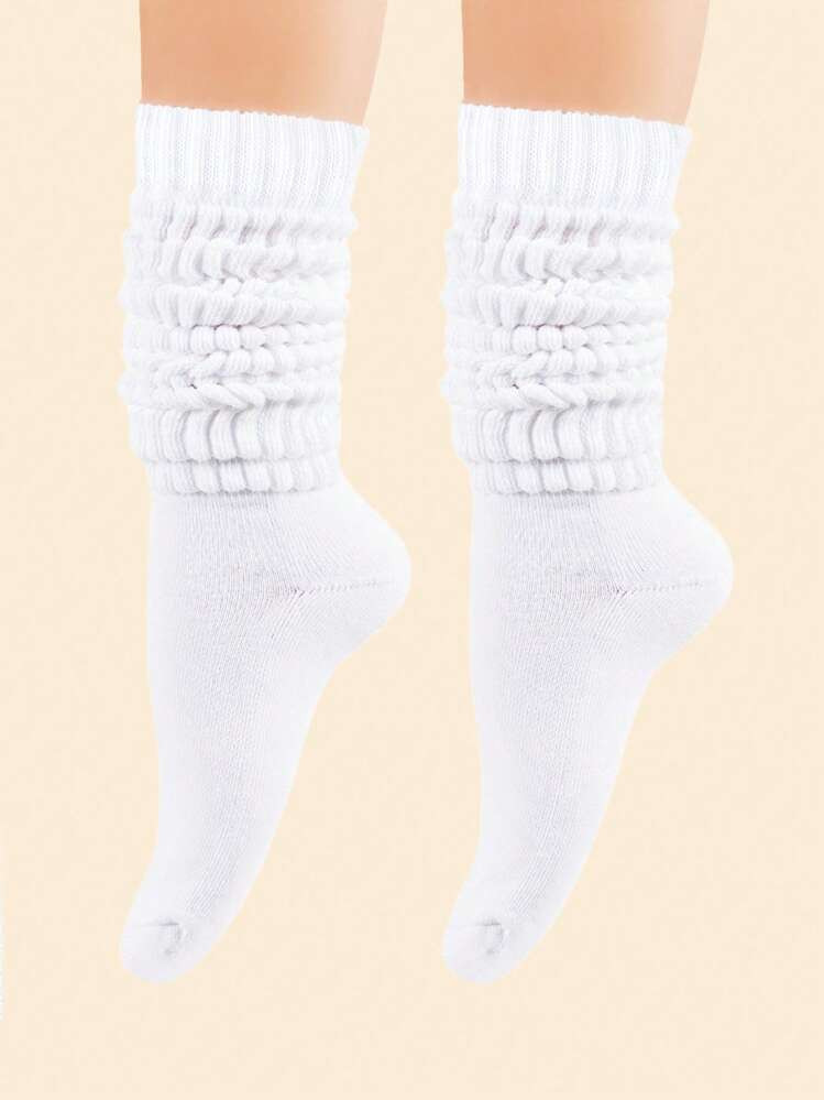 1pair Women's White Fashionable Pile Socks Suitable For Daily Wear, Fall | SHEIN