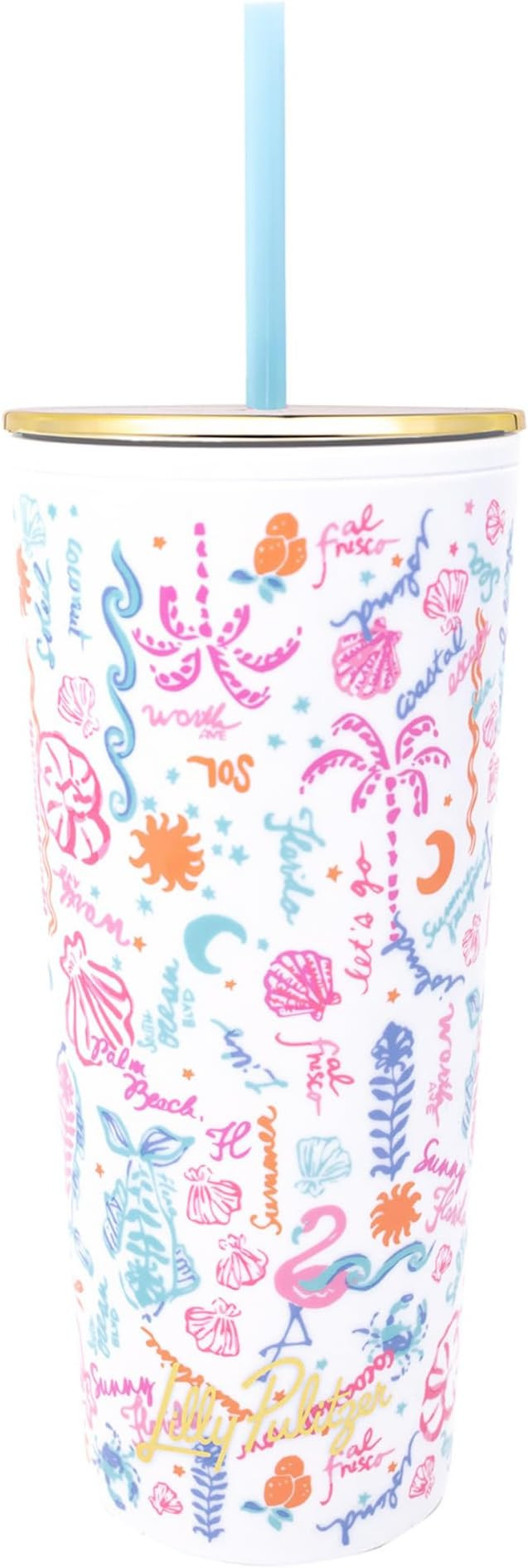 Lilly Pulitzer Double Wall Tumbler with Lid and Reusable Straw, Insulated Travel Cup Holds 24 Oun... | Amazon (US)