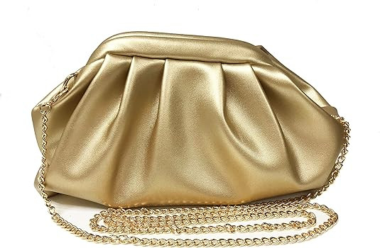 Women Cloud Bag Slouchy Clutch Ruched Purse Evening Handbag with Chain Shoulder Bag for Wedding P... | Amazon (US)