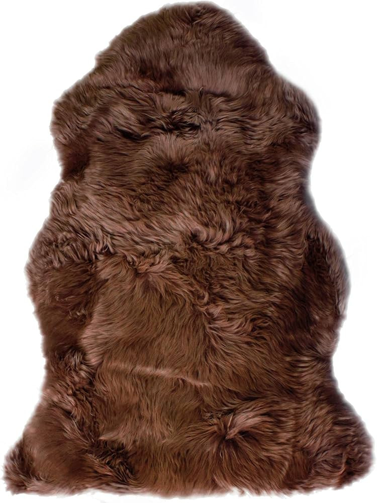 HUAHOO Premium Genuine Sheepskin Rug Brown Real Australia Sheepskin Natural Luxury Fluffy Lambski... | Amazon (US)