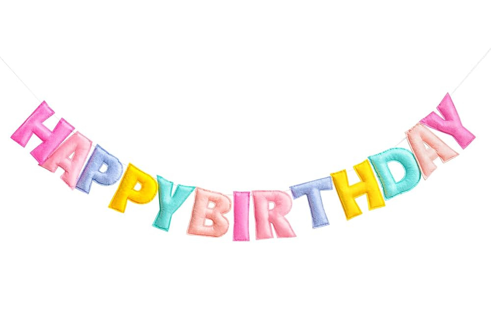 Pre-Strung Happy Birthday Banner - Felt Ball Garland, Rainbow Party Decorations, HAPPY BIRTHDAY G... | Amazon (US)