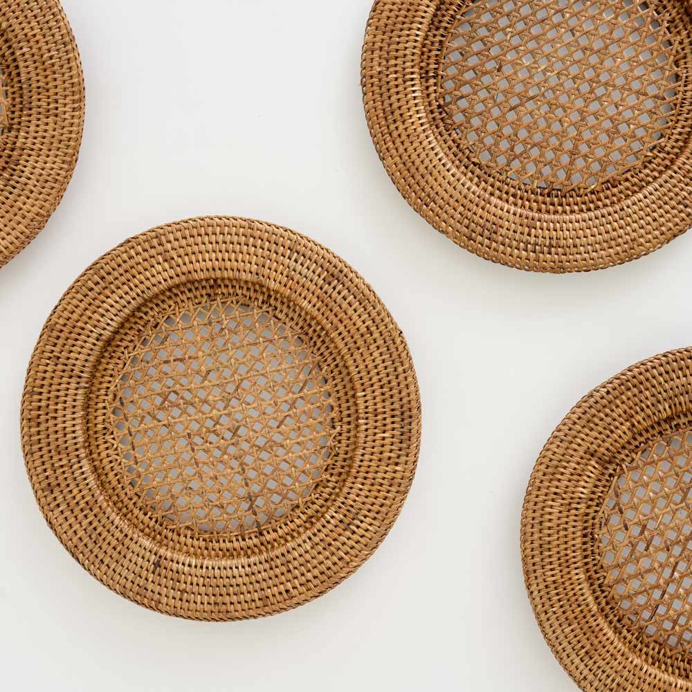 Woven honey rattan charger | Pomegranate