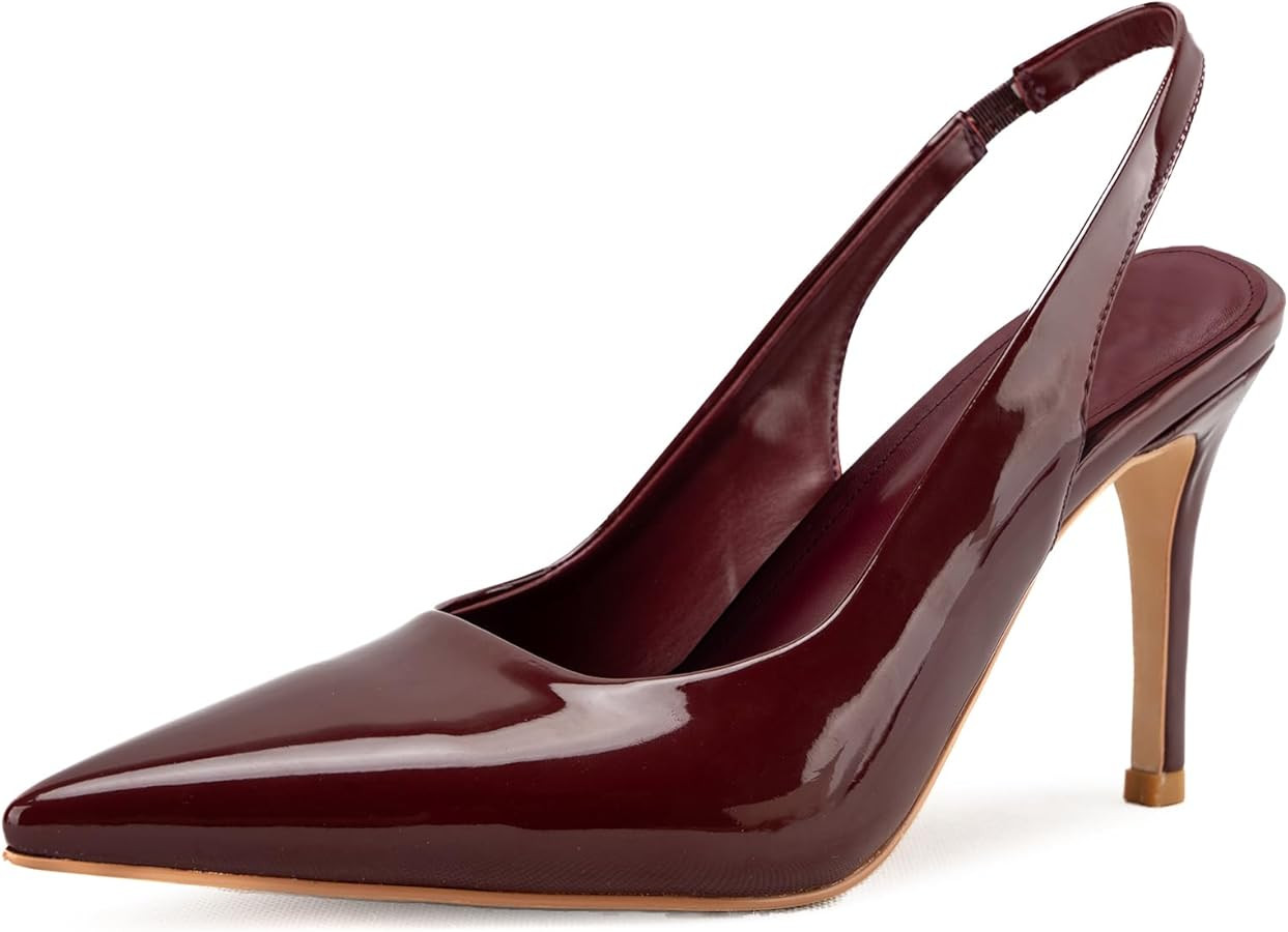 Slingback Heels for Women Pointed Toe Stiletto Heels Closed Toe Pumps Slip on High Heels 2.95 inc... | Amazon (US)