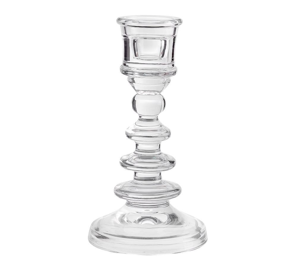 Harper Stacked Glass Taper Candlesticks - Small | Pottery Barn (US)