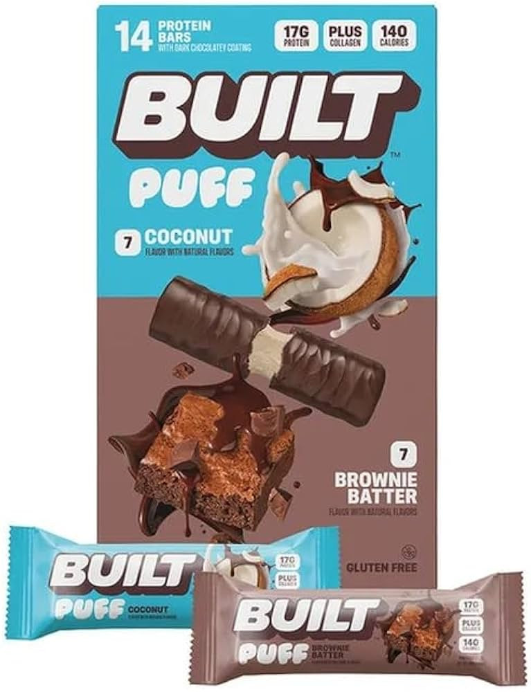 14 Pack Protein Bars, 7 Coconut Flavor PUFF and 7 Brownie Batter 17g Protein, Gluten Free, 19.75 ... | Amazon (US)