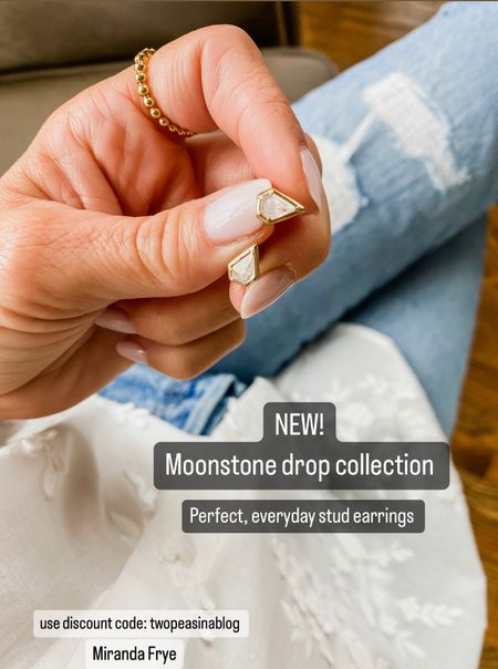 NEW!! Moonstone drop collection @mirandafrye
Earrings, bracelet, or a necklace charm. 
Use discount code- twopeasinablog 

#LTKstyletip #LTKFind
