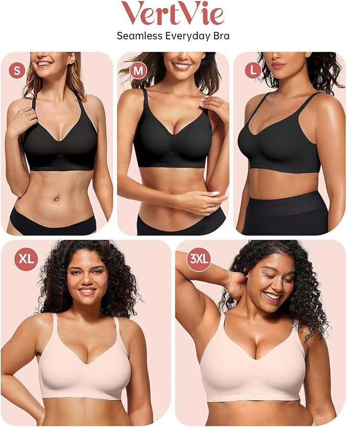Vertvie Women Wireless Bras with Support Lift Full Coverage Push Up Plus Size Sport Bra Seamless ... | Amazon (US)