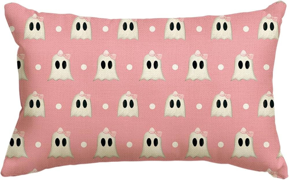 AVOIN colorlife Halloween Polka Dot Throw Pillow Cover, 18 x 18 Inch Cute Ghost Horror Pink Cushi... | Amazon (US)