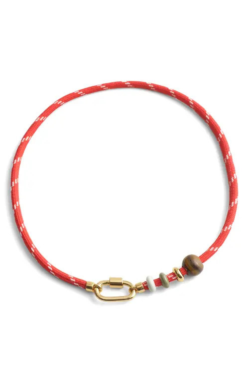 Madewell Semiprecious Carabiner Paracord Necklace in Cerise at Nordstrom | Nordstrom