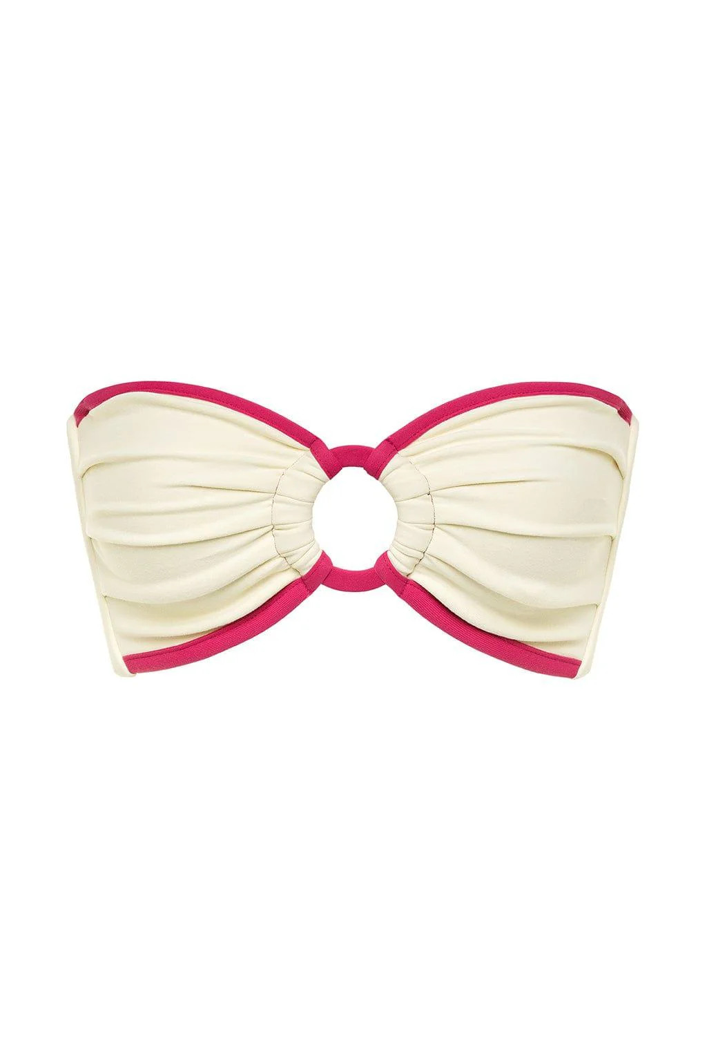 Cream Raspberry Binded Tori Ties Bandeau Bikini Top | Montce